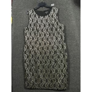 Tahari Straight Pencil Midi Dress Womens Size 16W Black Gold Sparkly Glitter